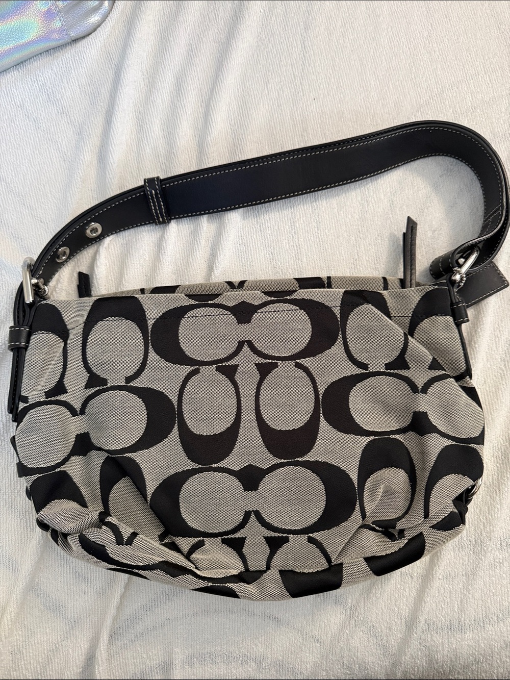 Vintage Coach Black and Gray Shoulder Bag